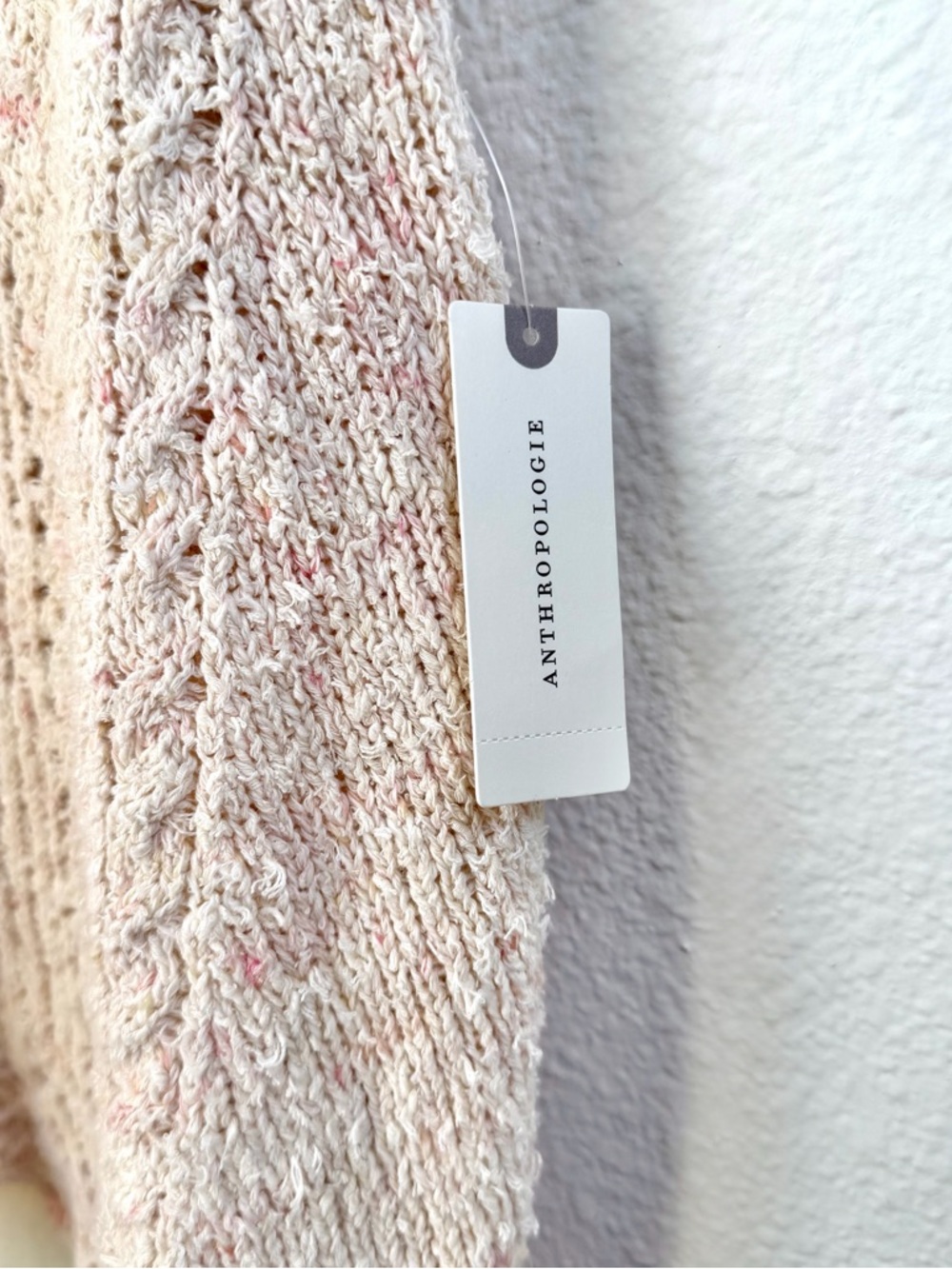 Anthropologie NWT Medium M Sweater Tank Top Space-Dye Cable Knit Scalloped Ivory - Picture 6 of 9